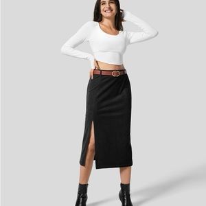 Corduroy midi skirt
